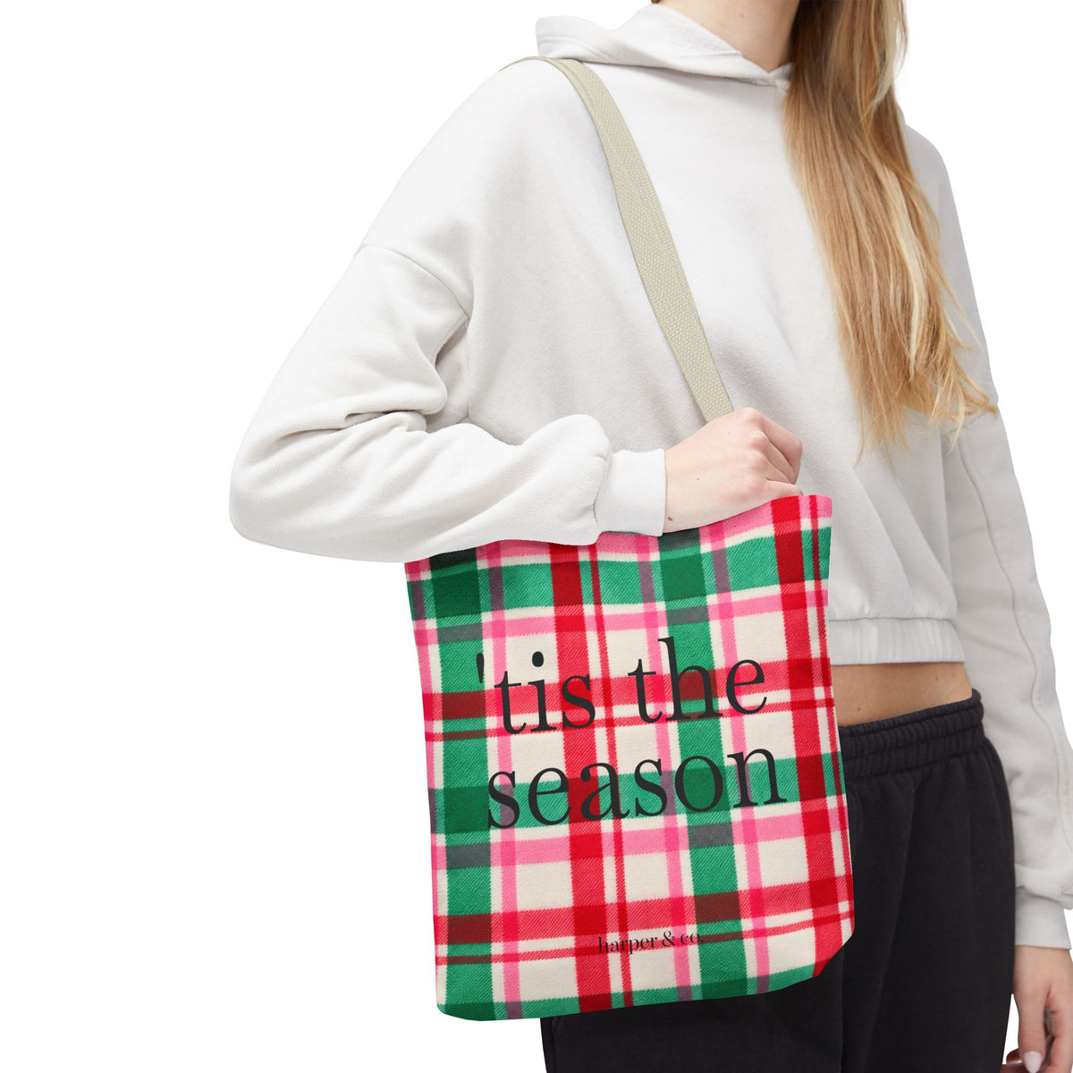Christmas Plaid Tote Bag - 'Tis the Season Holiday Market Bag