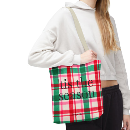 Christmas Plaid Tote Bag - 'Tis the Season Holiday Market Bag