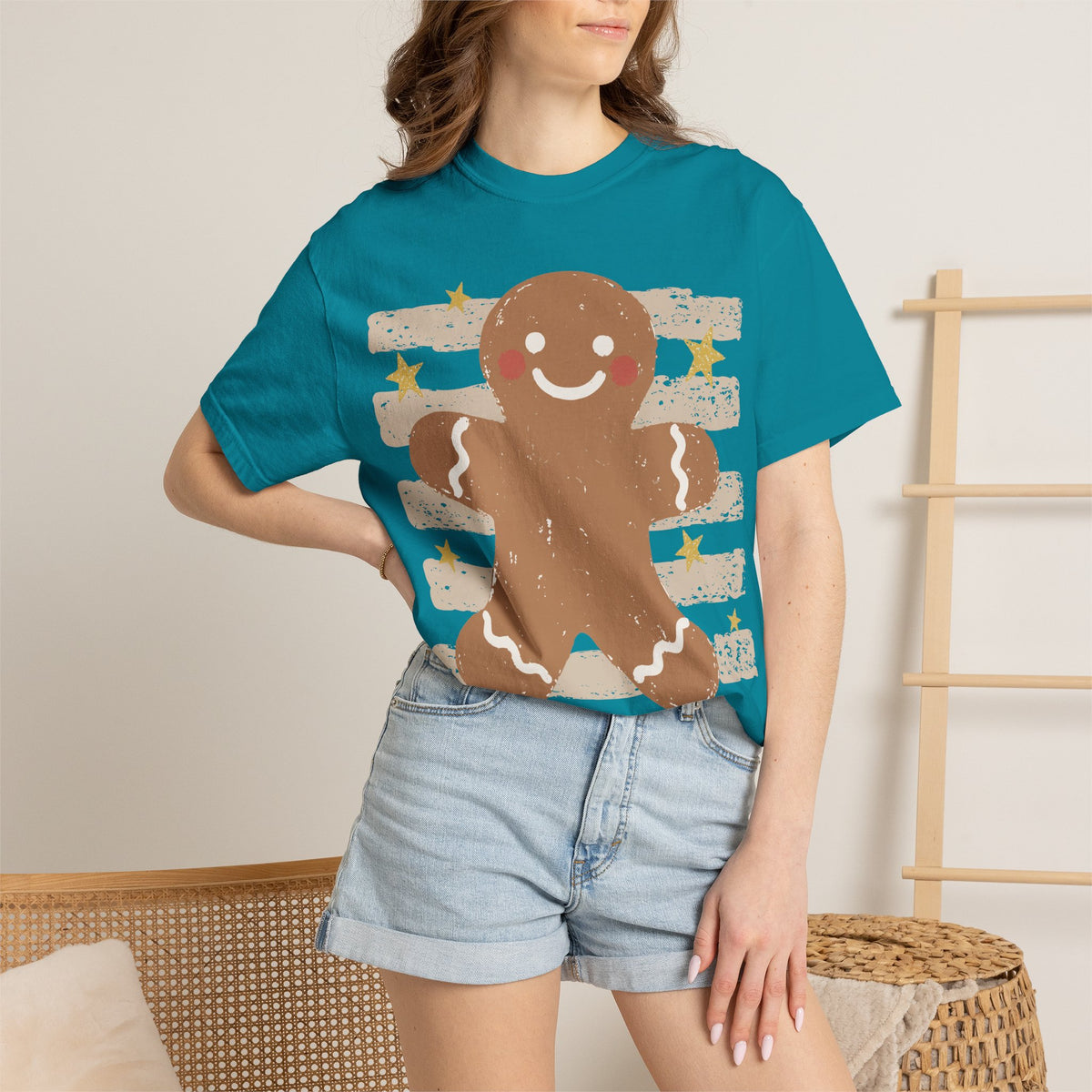 Gingerbread Cookie T-Shirt — Retro Striped Holiday Tee