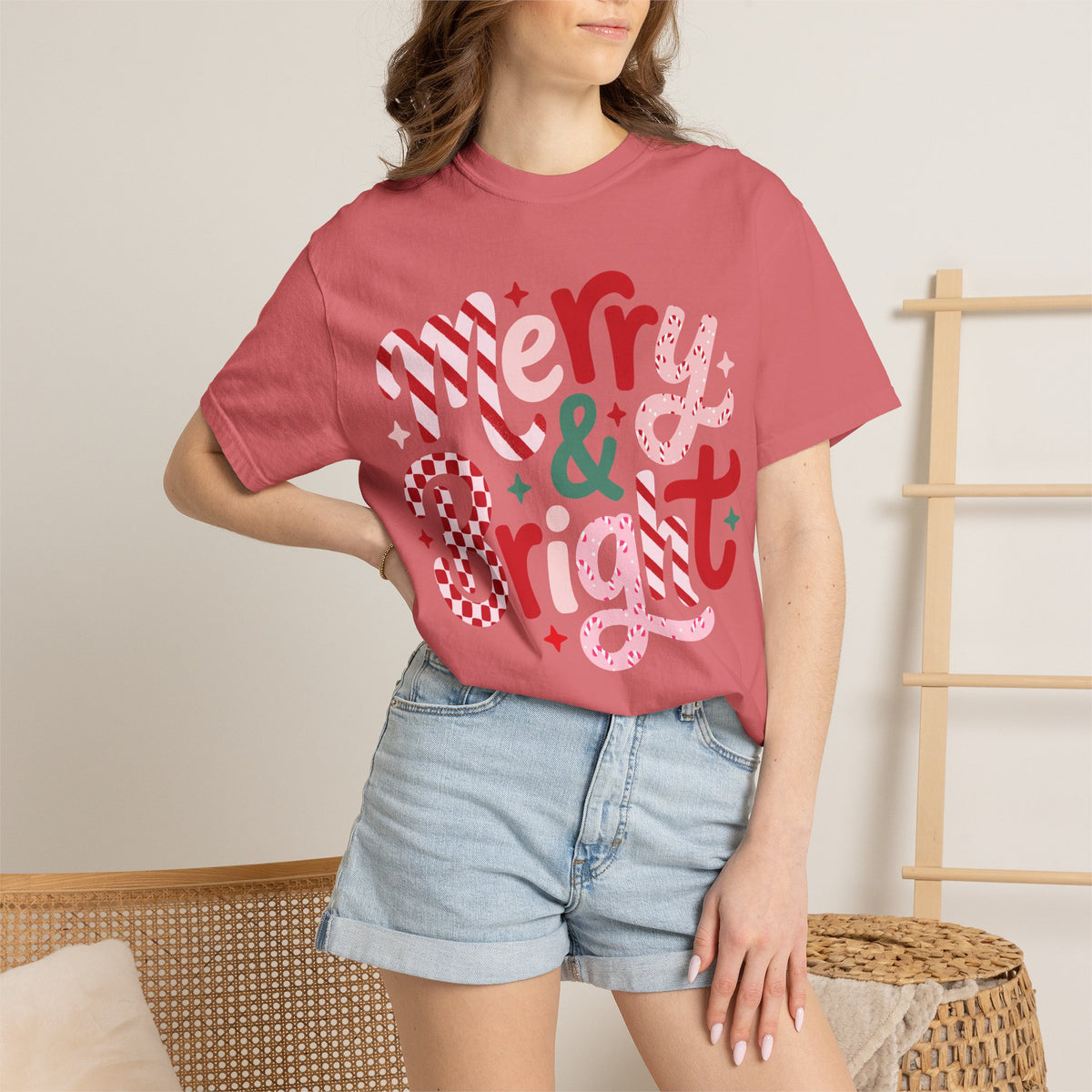 Merry & Bright Holiday T-Shirt — Festive Christmas Graphic Tee