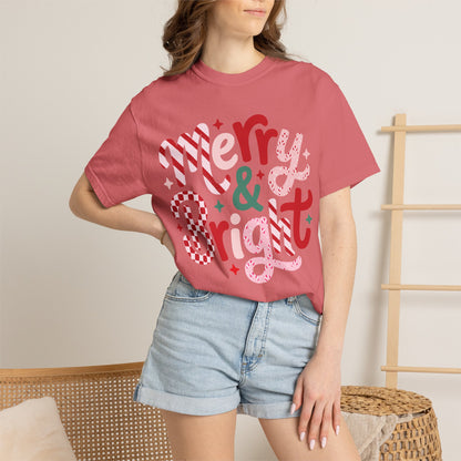Merry & Bright Holiday T-Shirt — Festive Christmas Graphic Tee