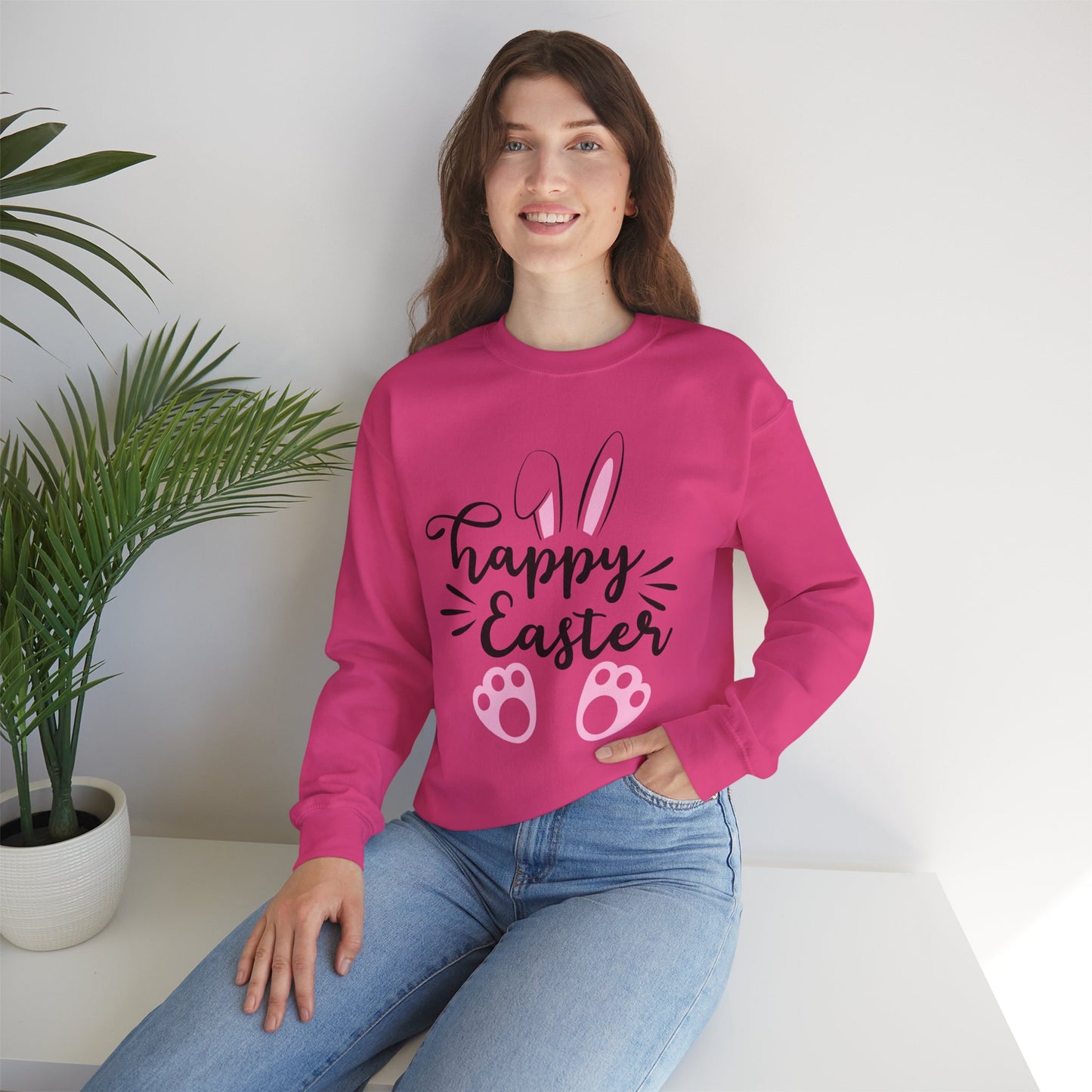 Happy Easter Full Size Gildan Unisex Crewneck Sweatshirt