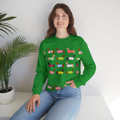 Colorful Dachshund Crewneck Sweatshirt — Vibrant Wiener Dog Design