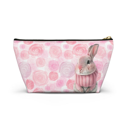 Bunny & Pink Roses Accessory Pouch w T-bottom