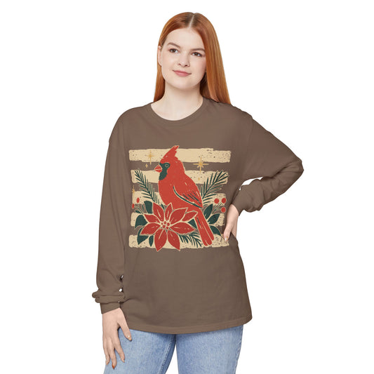 Cardinal & Poinsettia Long Sleeve Tee