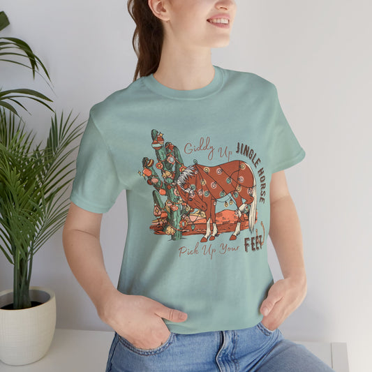 Giddy Up Jingle Horse Bella Canvas Full Size Unisex Jersey Short Sleeve Tee