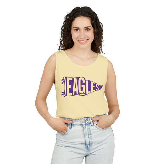 Eagles Vintage Pennant Unisex Garment-Dyed Tank Top - Casual Summer Apparel for Sports Enthusiasts