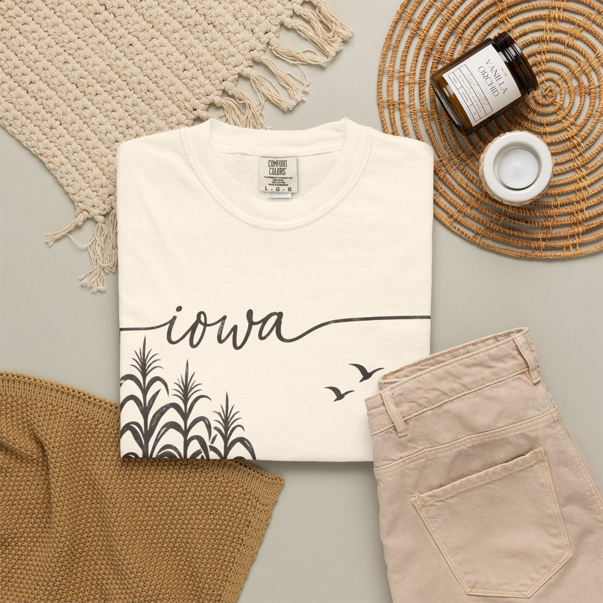 Copy of Iowa Farm Scene Crewneck Sweatshirt — Minimal Midwest Landscape