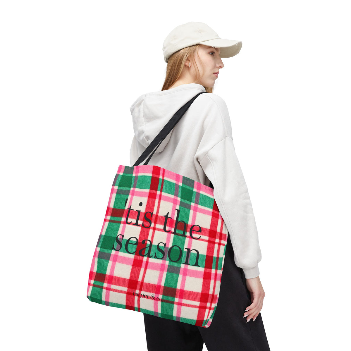 Christmas Plaid Tote Bag - 'Tis the Season Holiday Market Bag