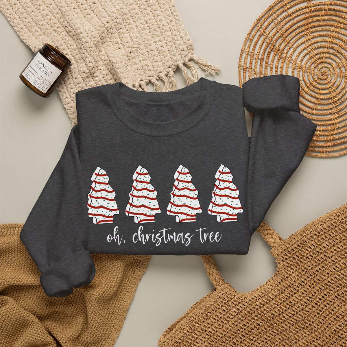 Christmas Tree Crewneck Sweatshirt — "oh, christmas tree" Candy Cane Tree Design