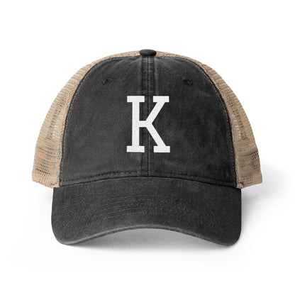 Personalized Initial Women's Washed Mesh-Back Cap