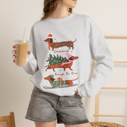 Dachshund Through the Snow Christmas Winter Jersey Sweatshirt