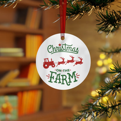 Christmas on the Farm Metal Ornament