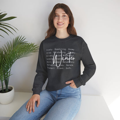 Winter White Script on Gildan Unisex Heavy Blend™ Crewneck Sweatshirt