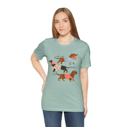 Dachshund Trio Graphic Tee — Cute Wiener Dog Shirt