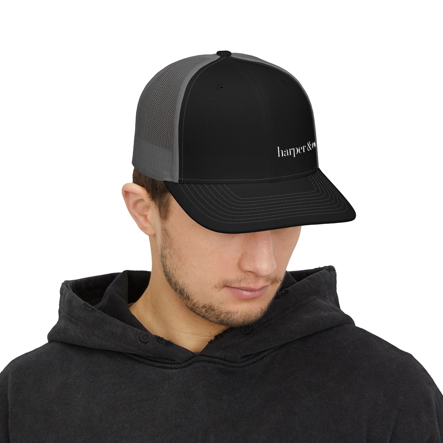 harper & co. Embroidered Trucker Cap — Classic Logo Snapback Hat
