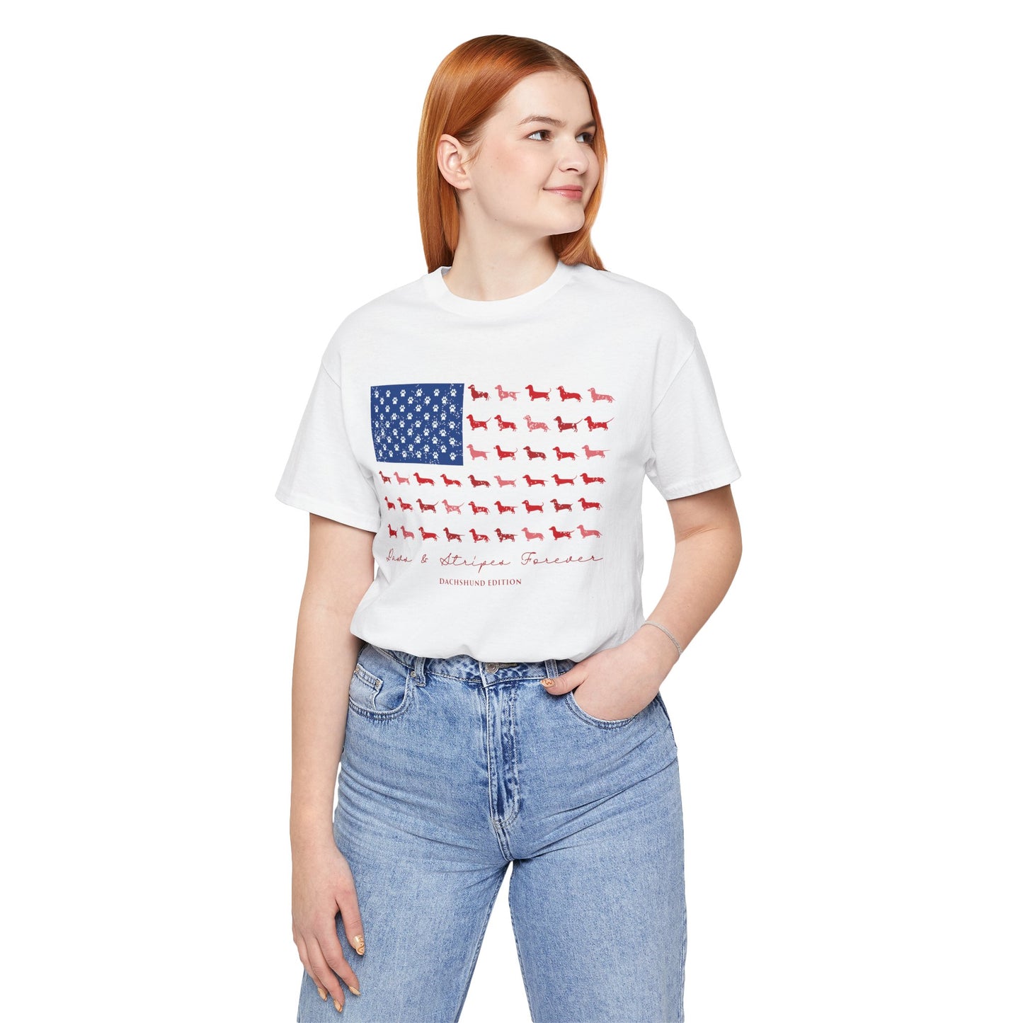 Paws and Stripes Forever Patriotic Dachshund Flag T‑Shirt — American Dog Lover Tee
