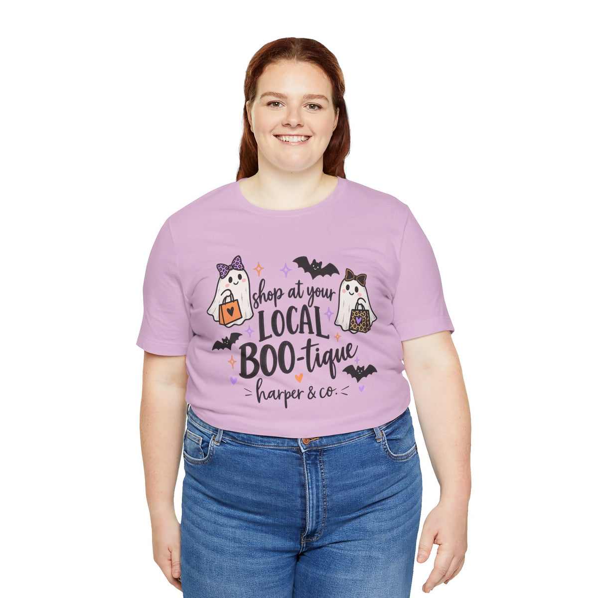 T-Shirt — "Shop at Your Local BOO-tique" Halloween Ghost Boutique Tee