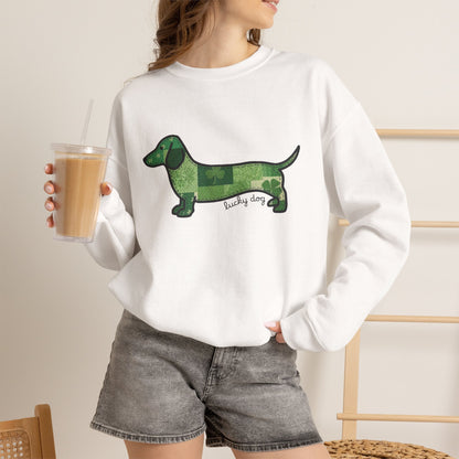 St. Patrick's Lucky Dachshund Quiltwork Sweatshirt
