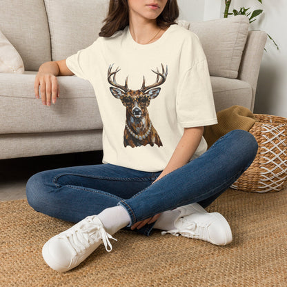 Glam Deer Head Graphic T-Shirt — Rustic Buck Wildlife Tee