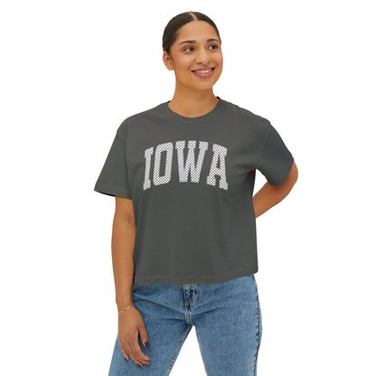 Iowa Boxy Tee — Women's Cropped College Graphic T-Shirt