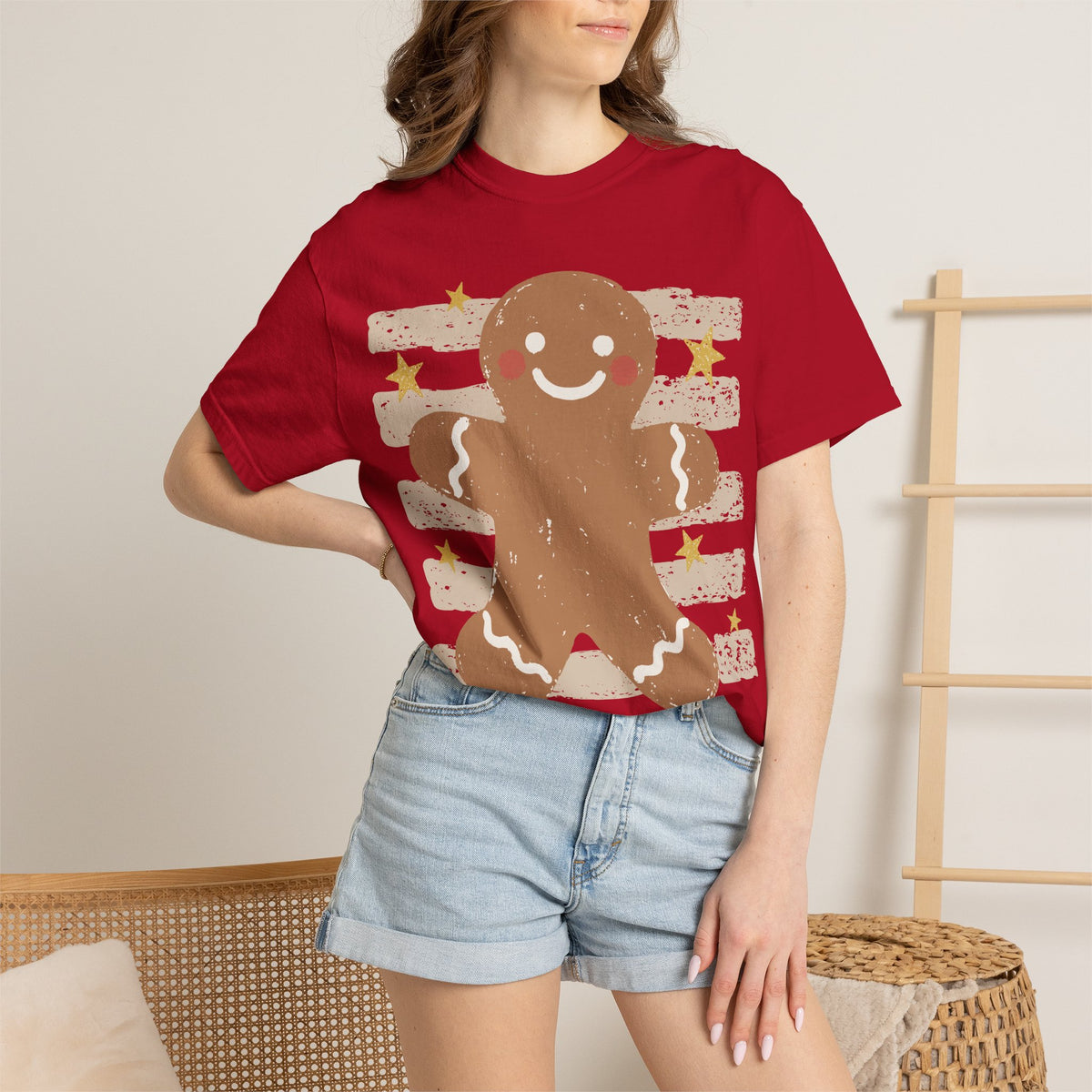 Gingerbread Cookie T-Shirt — Retro Striped Holiday Tee