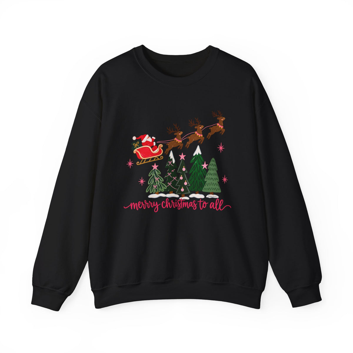 Christmas Crewneck Sweatshirt — "Merry Christmas to All" Santa & Reindeer Holiday Sweatshirt