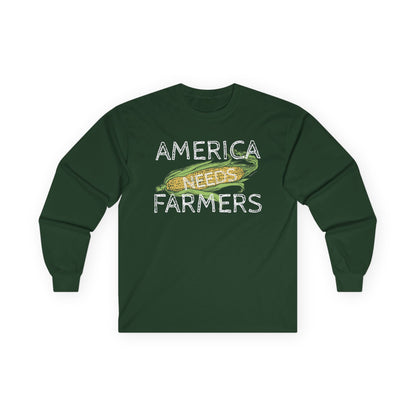 America Needs Farmers Long Sleeve Tee, Unisex Jersey Tee, Gift for Farmers, Agriculture Apparel, Farm Lover Shirt