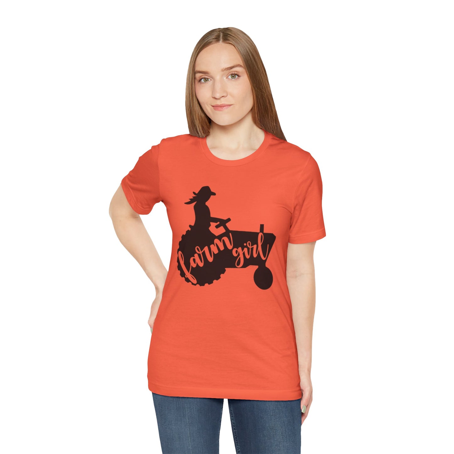 Farm Girl T-Shirt — Rustic Tractor Silhouette Tee for Country Women