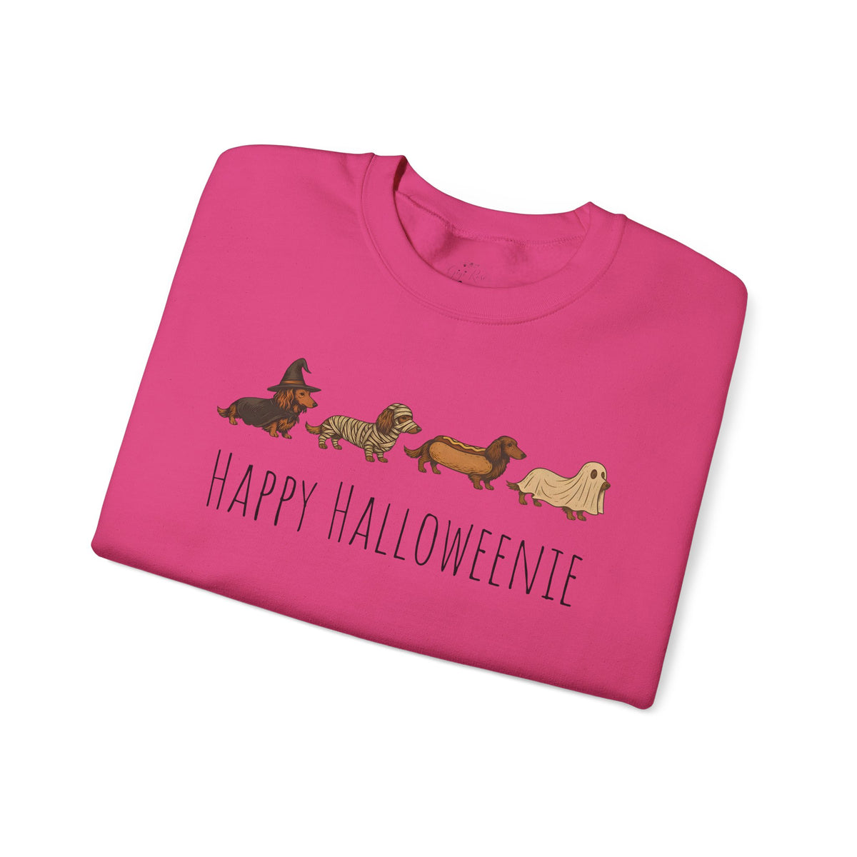 Halloween Dachshund Sweatshirt — "Happy Halloweenie" Cute Halloween Dog Crewneck