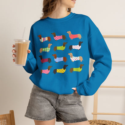 Colorful Dachshund Crewneck Sweatshirt — Vibrant Wiener Dog Design
