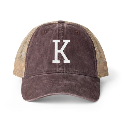 Personalized Initial Women's Washed Mesh-Back Cap