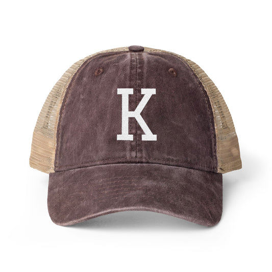 Personalized Initial Women's Washed Mesh-Back Cap
