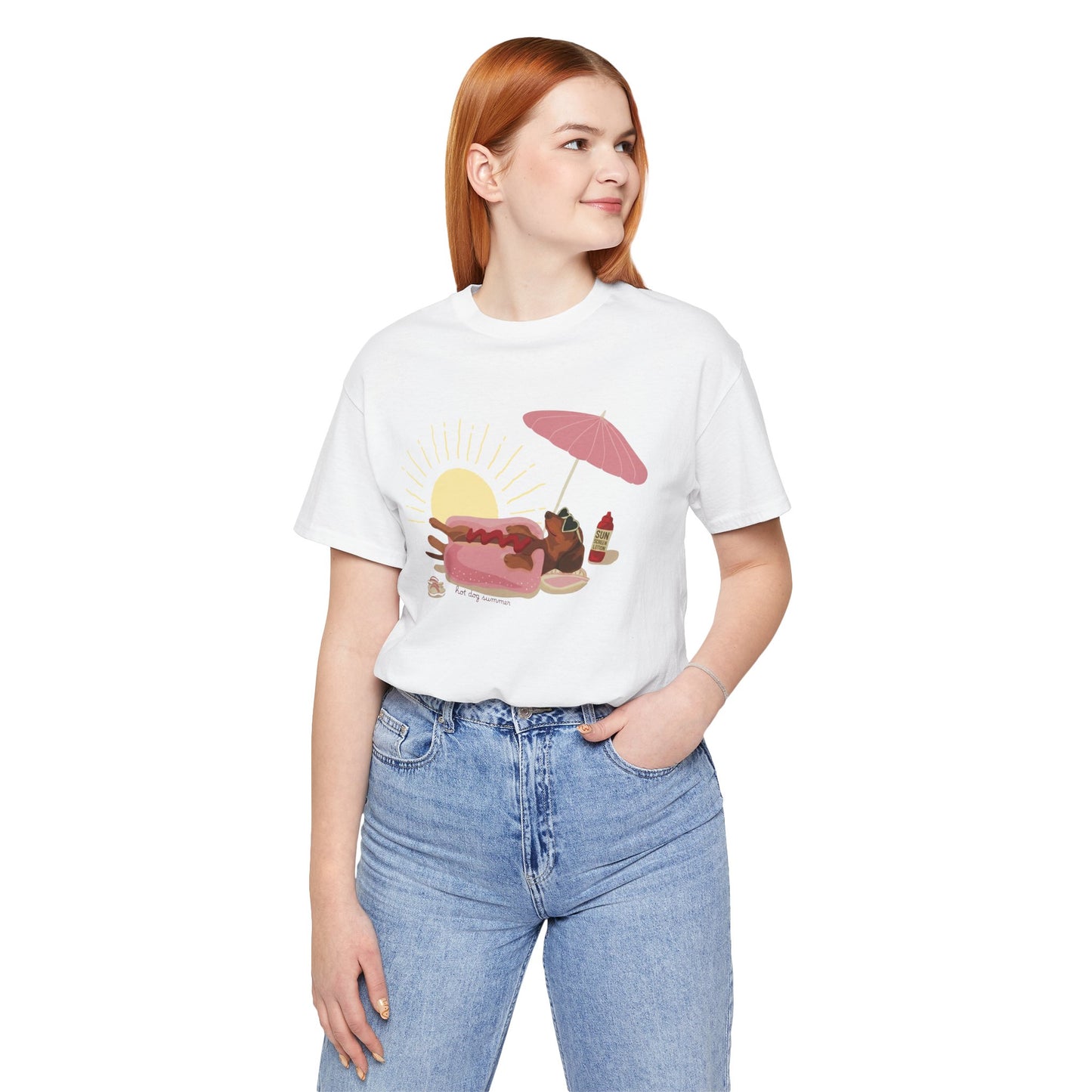 Hot Dog Summer Weenie Dog T-Shirt — Relaxing Dachshund at the Beach Graphic Tee