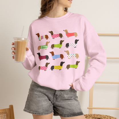 Colorful Dachshund Crewneck Sweatshirt — Vibrant Wiener Dog Design