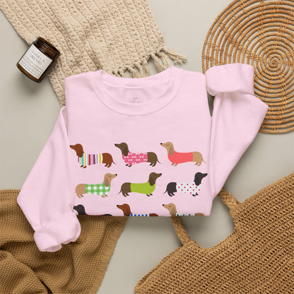 Colorful Dachshund Crewneck Sweatshirt — Vibrant Wiener Dog Design