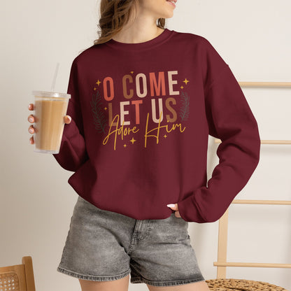 O Come Let Us Adore Him Christmas Crewneck Sweatshirt