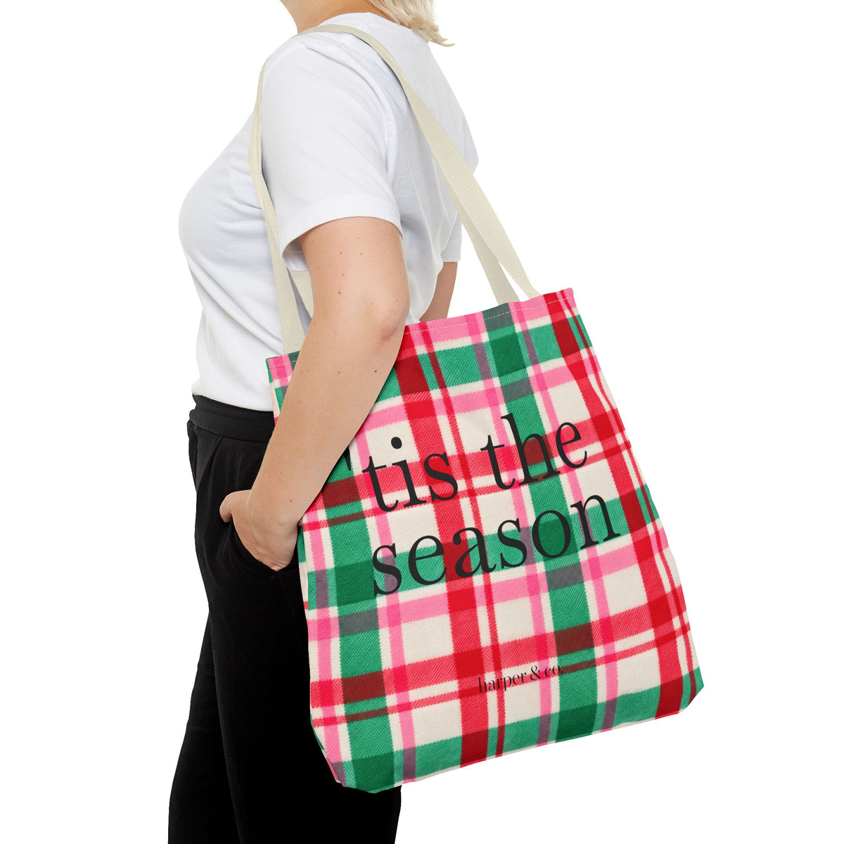 Christmas Plaid Tote Bag - 'Tis the Season Holiday Market Bag
