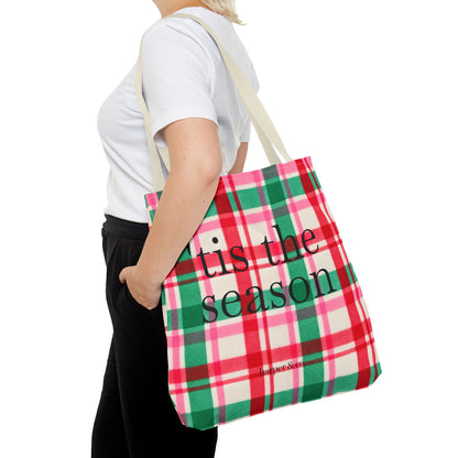 Christmas Plaid Tote Bag - 'Tis the Season Holiday Market Bag