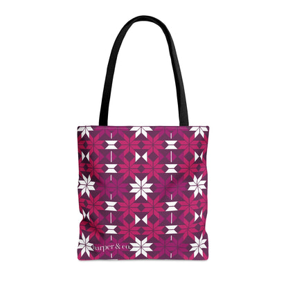 Raspberry Quilt Block Tote Bag (AOP)