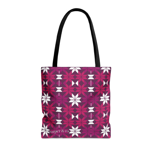 Raspberry Quilt Block Tote Bag (AOP)