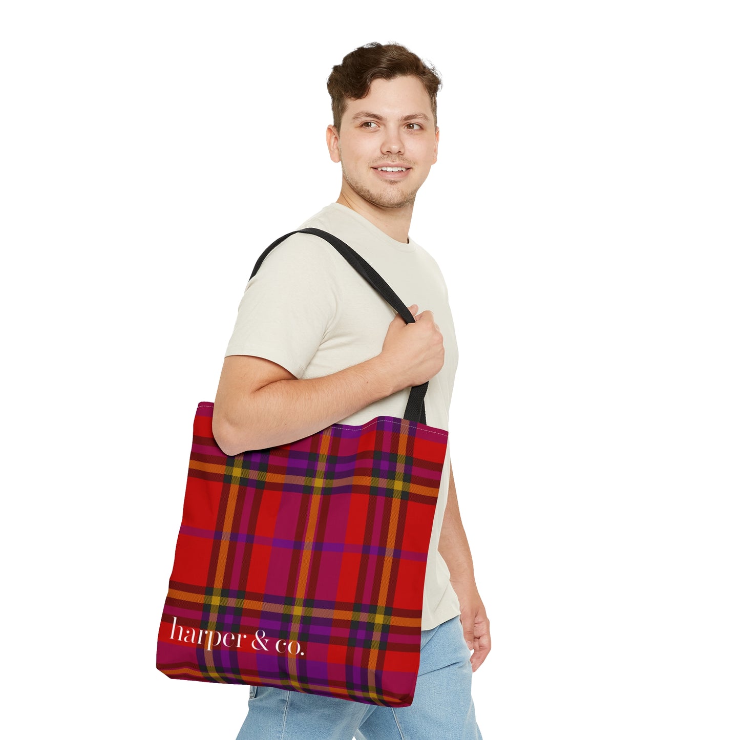 Red Tartan Plaid Tote Bag