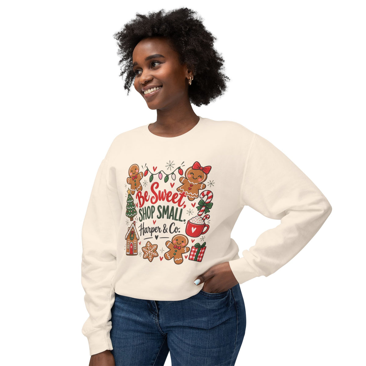 Be Sweet Shop Small Christmas Sweatshirt — Gingerbread Holiday Crewneck