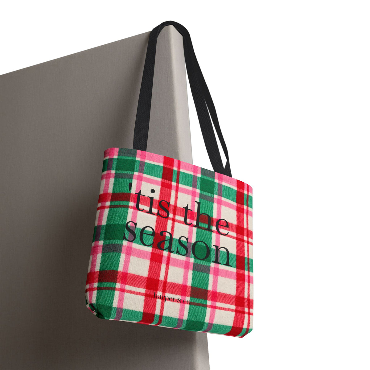 Christmas Plaid Tote Bag - 'Tis the Season Holiday Market Bag