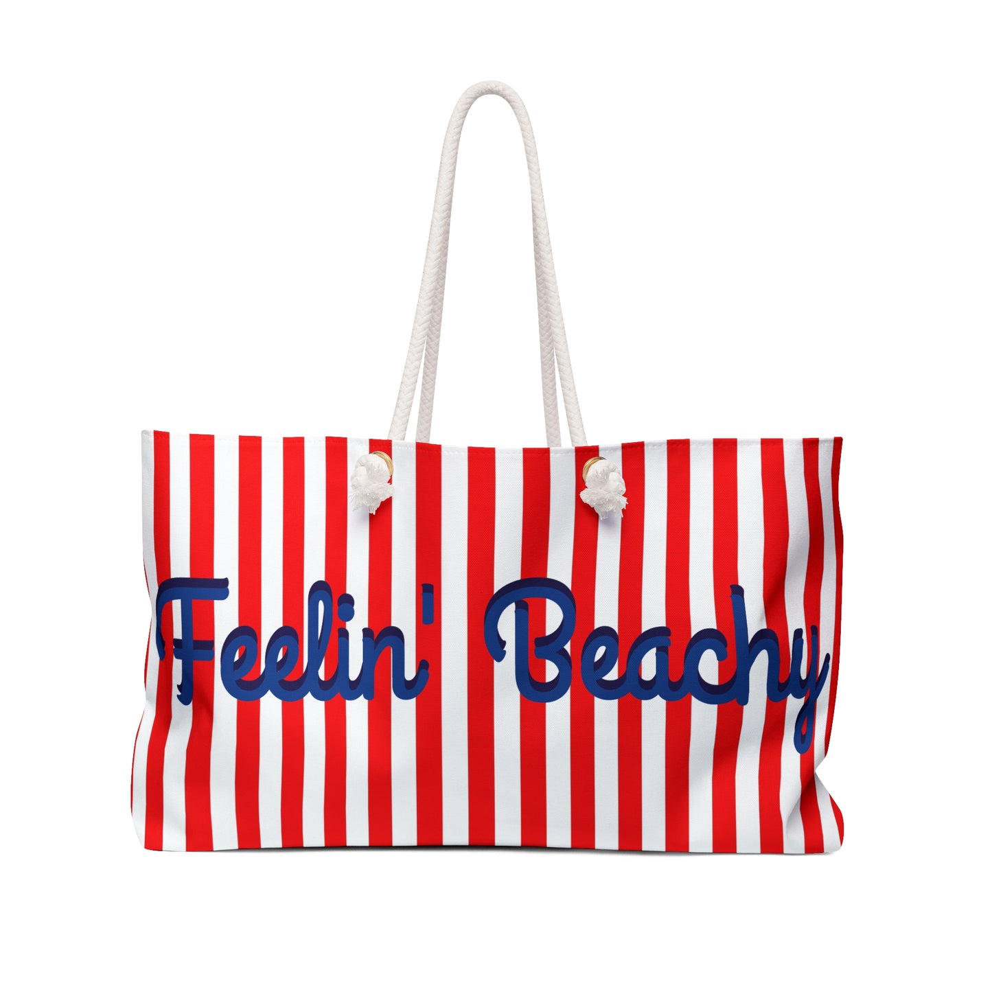 Feelin' Beachy Striped Red & White Weekender Bag — Nautical Beach Travel Tote