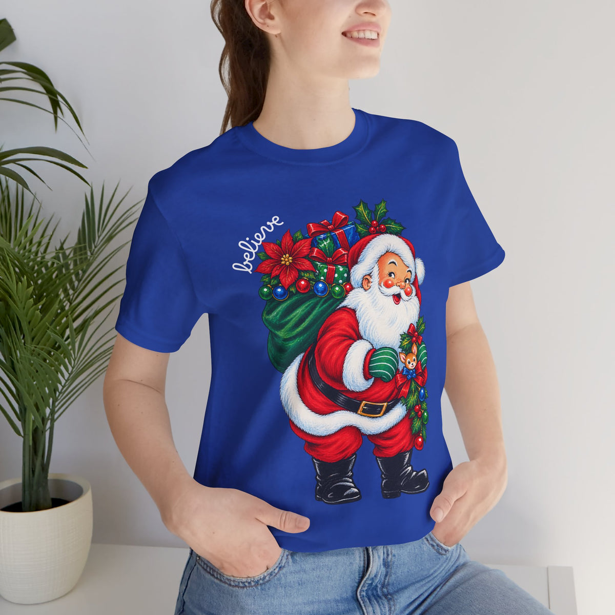 Vintage Santa 'Believe' Christmas Tee