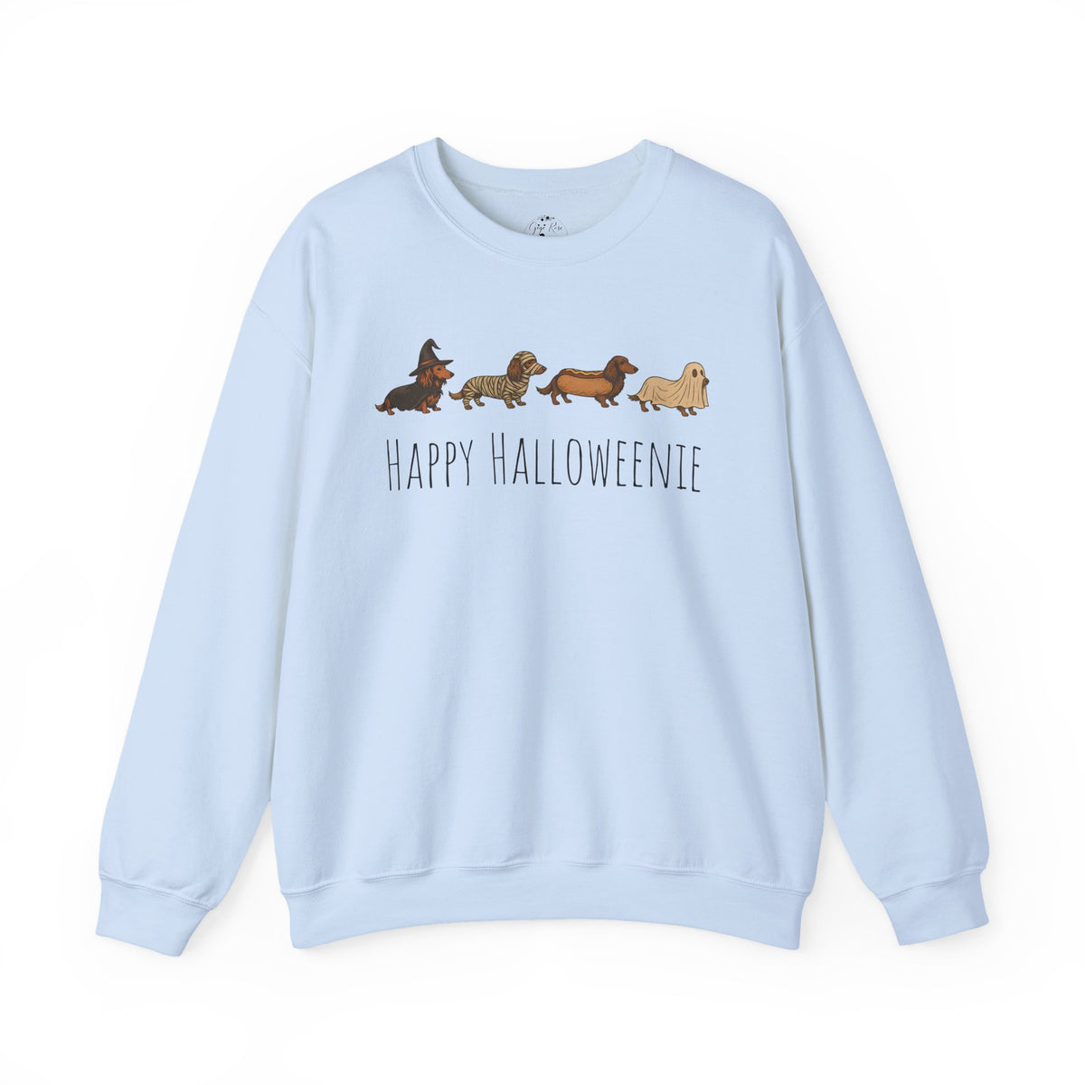 Halloween Dachshund Sweatshirt — "Happy Halloweenie" Cute Halloween Dog Crewneck