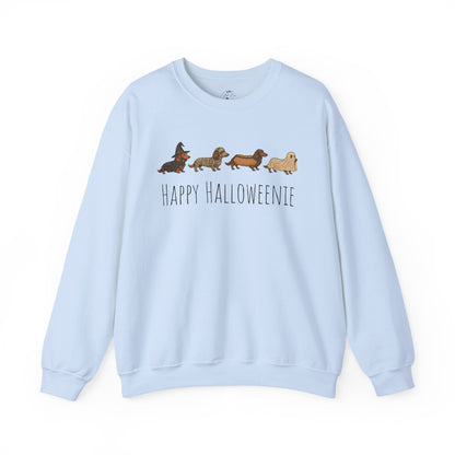 Halloween Dachshund Sweatshirt — "Happy Halloweenie" Cute Halloween Dog Crewneck