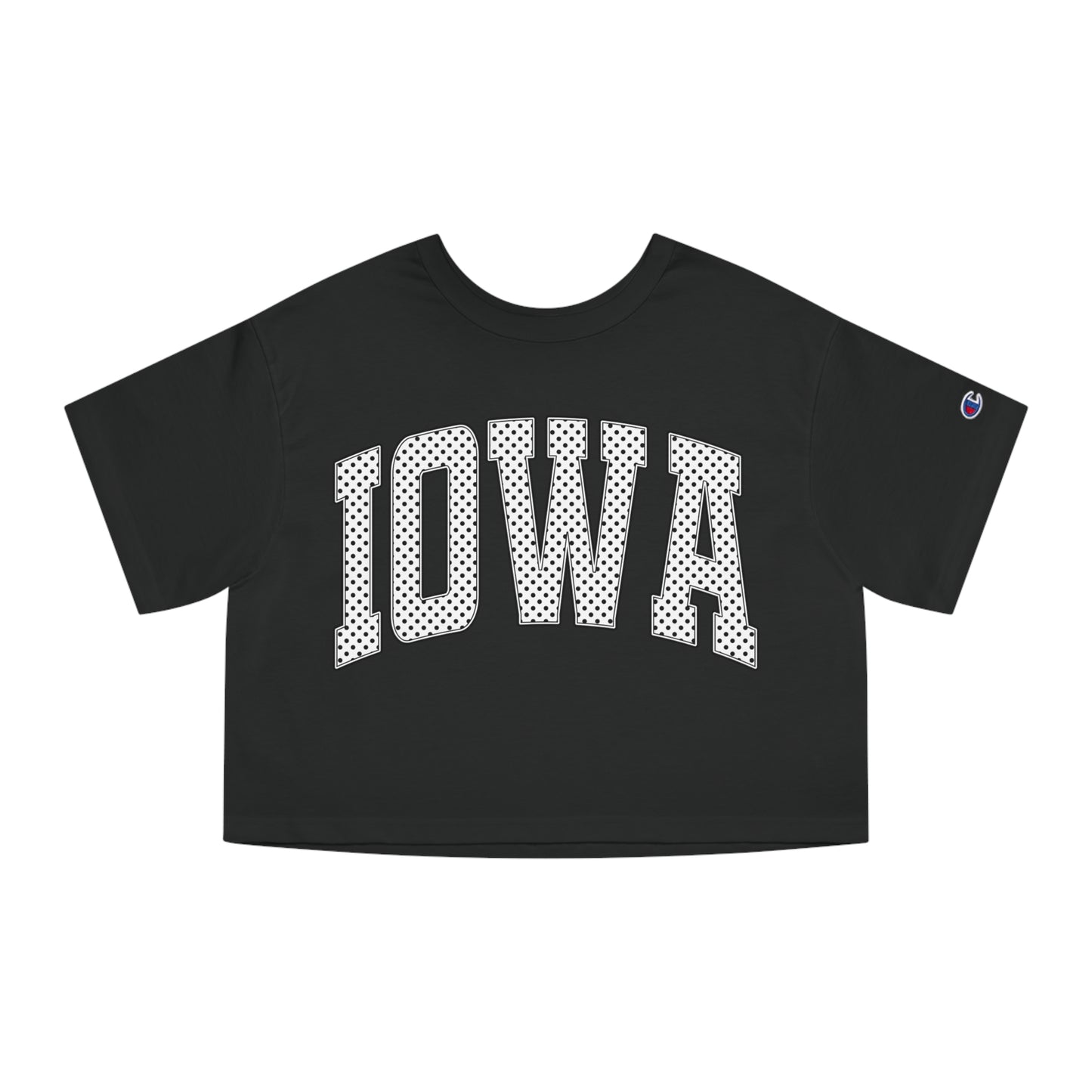 Iowa Cropped Tee — Retro Mesh Lettering Champion Women's Shirt