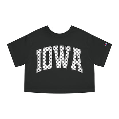 Iowa Cropped Tee — Retro Mesh Lettering Champion Women's Shirt